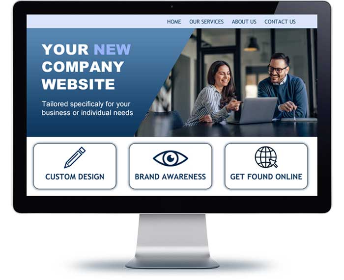Computer monitor displaying a new website designed by Mainstreet™