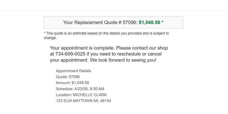 MOE appointment confirmation screen